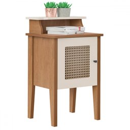 Mesa de Canto/cabeceira Charlotte 1 Porta 100% Mdf Cinamomo/off White Artely Móveis - 2