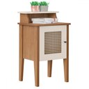 Ver imagem 3 de Mesa de Canto/cabeceira Charlotte 1 Porta 100% Mdf Cinamomo/off White Artely Móveis