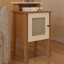 Ver imagem 1 de Mesa de Canto/cabeceira Charlotte 1 Porta 100% Mdf Cinamomo/off White Artely Móveis