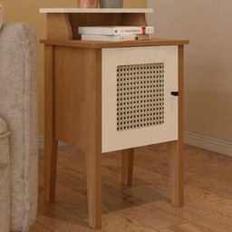 Mesa de Canto/cabeceira Charlotte 1 Porta 100% Mdf Cinamomo/off White Artely Móveis - 1