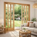 Ver imagem 1 de Porta Balcão de Madeira Maciça Quadriculada 2,15(a)x2,00(l) C/fechadura