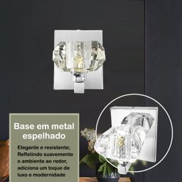 5 Arandela Prata de Cristal K9 Interna Quarto Cindy Bet41 - 4