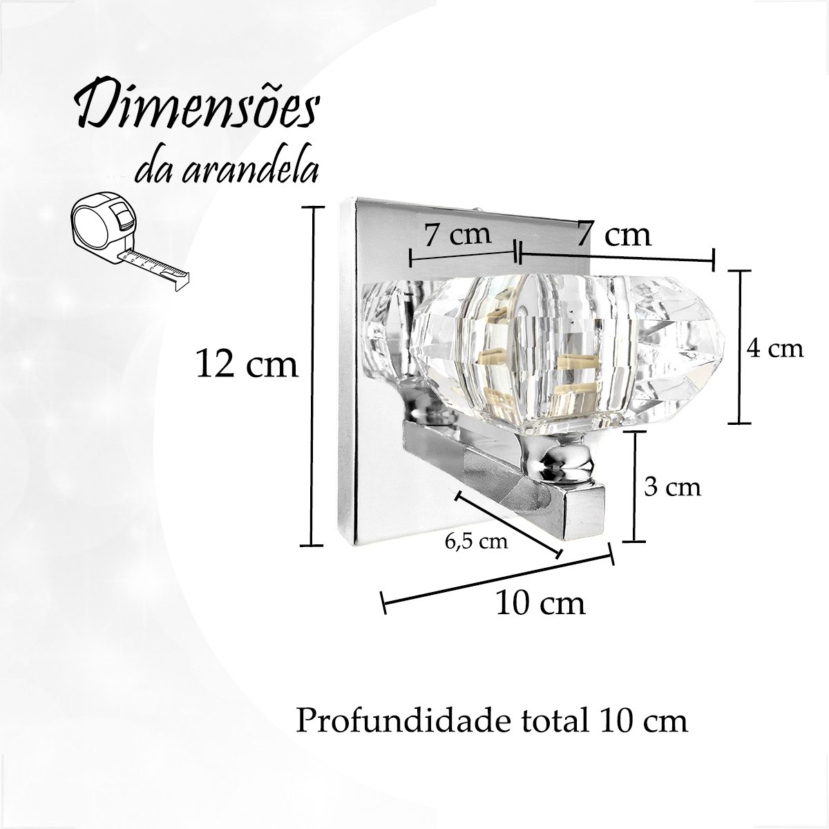 5 Arandela Prata de Cristal K9 Interna Quarto Cindy Bet41 - 8