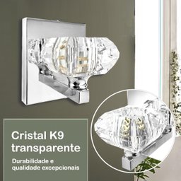 5 Arandela Prata de Cristal K9 Interna Quarto Cindy Bet41 - 3