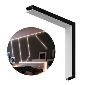 Conector Emenda L Sopé Taschibra para Teto/parede 16x9 - Preto Fosco