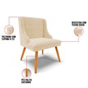 Ver imagem 3 de Kit 6 Cadeiras Estofadas para Sala de Jantar Pés Palito Lia Suede Bege - Ibiza
