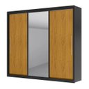 Ver mais imagens de Guarda Roupa Casal com Espelho Grande 3 Portas de Correr 4 Gavetas Royale Preto Acetinado / Naturall