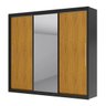 Guarda Roupa Casal com Espelho Grande 3 Portas de Correr 4 Gavetas Royale Preto Acetinado / Naturall - 8