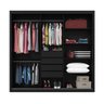 Guarda Roupa Casal com Espelho Grande 3 Portas de Correr 4 Gavetas Royale Preto Acetinado / Naturall - 3