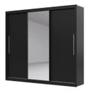 Ver imagem 2 de Guarda Roupa Casal com Espelho Grande 3 Portas de Correr 4 Gavetas Royale Preto Acetinado / Naturall