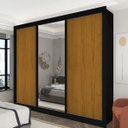 Ver imagem 7 de Guarda Roupa Casal com Espelho Grande 3 Portas de Correr 4 Gavetas Royale Preto Acetinado / Naturall