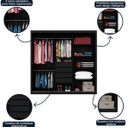 Ver imagem 4 de Guarda Roupa Casal com Espelho Grande 3 Portas de Correr 4 Gavetas Royale Preto Acetinado / Naturall