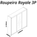 Ver imagem 6 de Guarda Roupa Casal com Espelho Grande 3 Portas de Correr 4 Gavetas Royale Preto Acetinado / Naturall