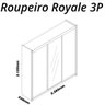 Guarda Roupa Casal com Espelho Grande 3 Portas de Correr 4 Gavetas Royale Preto Acetinado / Naturall - 6