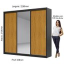 Ver imagem 5 de Guarda Roupa Casal com Espelho Grande 3 Portas de Correr 4 Gavetas Royale Preto Acetinado / Naturall