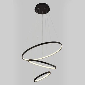 Pendente 3 Anéis Preto Fosco Led 48w 3000k Bivolt Paris Luz