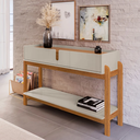 Ver imagem 2 de Aparador Buffet Sala Estar Jantar 2 Gavetas Lizz - Off White C/ Cedro