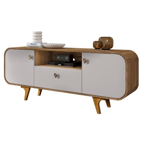 Rack Bancada para TV 55 Polegadas 156 cm Noronha Cinamomo Off White Bechara