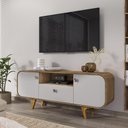 Ver imagem 2 de Rack Noronha Tv 55 Polegadas com Pés de Madeira Maciça Cinamomo/off White