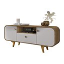 Ver imagem 1 de Rack Noronha Tv 55 Polegadas com Pés de Madeira Maciça Cinamomo/off White