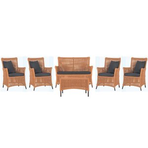 Jogo Sofá 4 Poltronas e Mesa Igapó Marrom E11 Trama Original Terra Cota