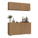 Ver imagem 1 de Kit Bar Armário Aéreo e Aparador 4 Portas Multimóveis Mp1087 Rustic/branco