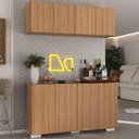 Ver imagem 2 de Kit Bar Armário Aéreo e Aparador 4 Portas Multimóveis Mp1087 Rustic/branco