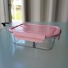 Marmita de Vidro com Divisória 1l Pote Hermético com Tampa Uz Retangular Rosa - 4