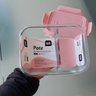 Marmita de Vidro com Divisória 1l Pote Hermético com Tampa Uz Retangular Rosa - 3
