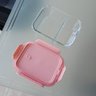 Marmita de Vidro com Divisória 1l Pote Hermético com Tampa Uz Retangular Rosa - 5