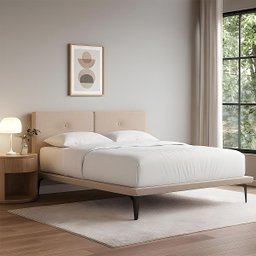 Estrutura para Cama Japonesa Toquio Casal com Cabeceira Almofada Linho Bege - 1