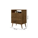 Ver imagem 2 de Mesa de Cabeceira LOT Estilo Retrô Com Nicho e 2 Gavetas e Pés Palito Cor Jequitiba JA