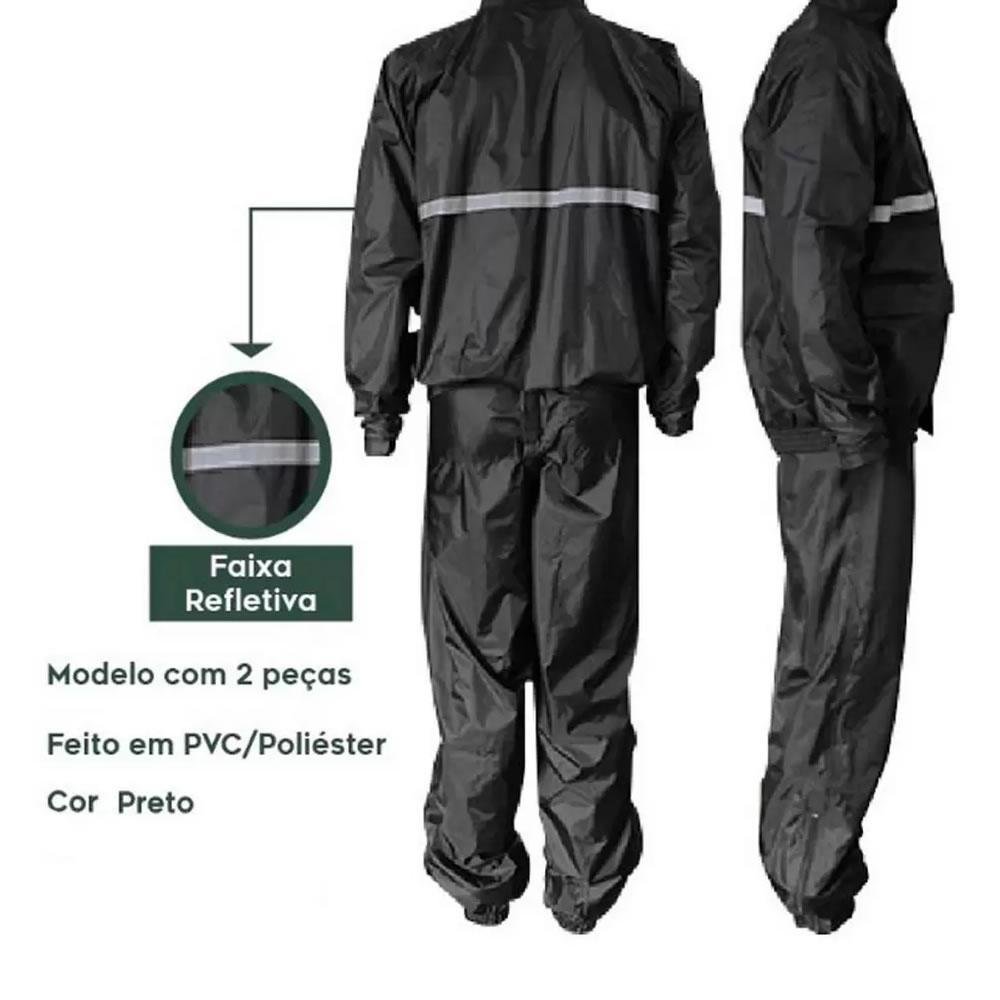 Capa de Chuva Motoqueiro Pvc Impermeável - Preto - 4