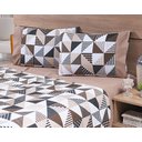 Ver imagem 2 de Jogo Lençol 4 Peças Cama Viúva 2,03mx1,20mx30cm 100% Algodão 180 Fios Ponto Palito Geométrico Cáqui