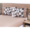 Ver imagem 3 de Jogo Lençol 4 Peças Cama Viúva 2,03mx1,20mx30cm 100% Algodão 180 Fios Ponto Palito Geométrico Cáqui