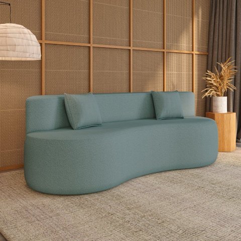 Puff Sofá na Caixa Louis 2,00mts Desing Moderno Tecido Bouclê
