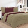 Kit Edredom + Jogo de Lençol Malha 100% Algodão Gran Moratta 6 Peças King - Avelã-vinho - 1