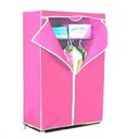 Ver imagem 3 de Guarda Roupa Dobrável Rosa Portátil com Cabideiro