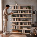 Ver imagem 2 de Estante Multiuso Organizador Livreiro Estilo Industrial 180x190 Branco Natural