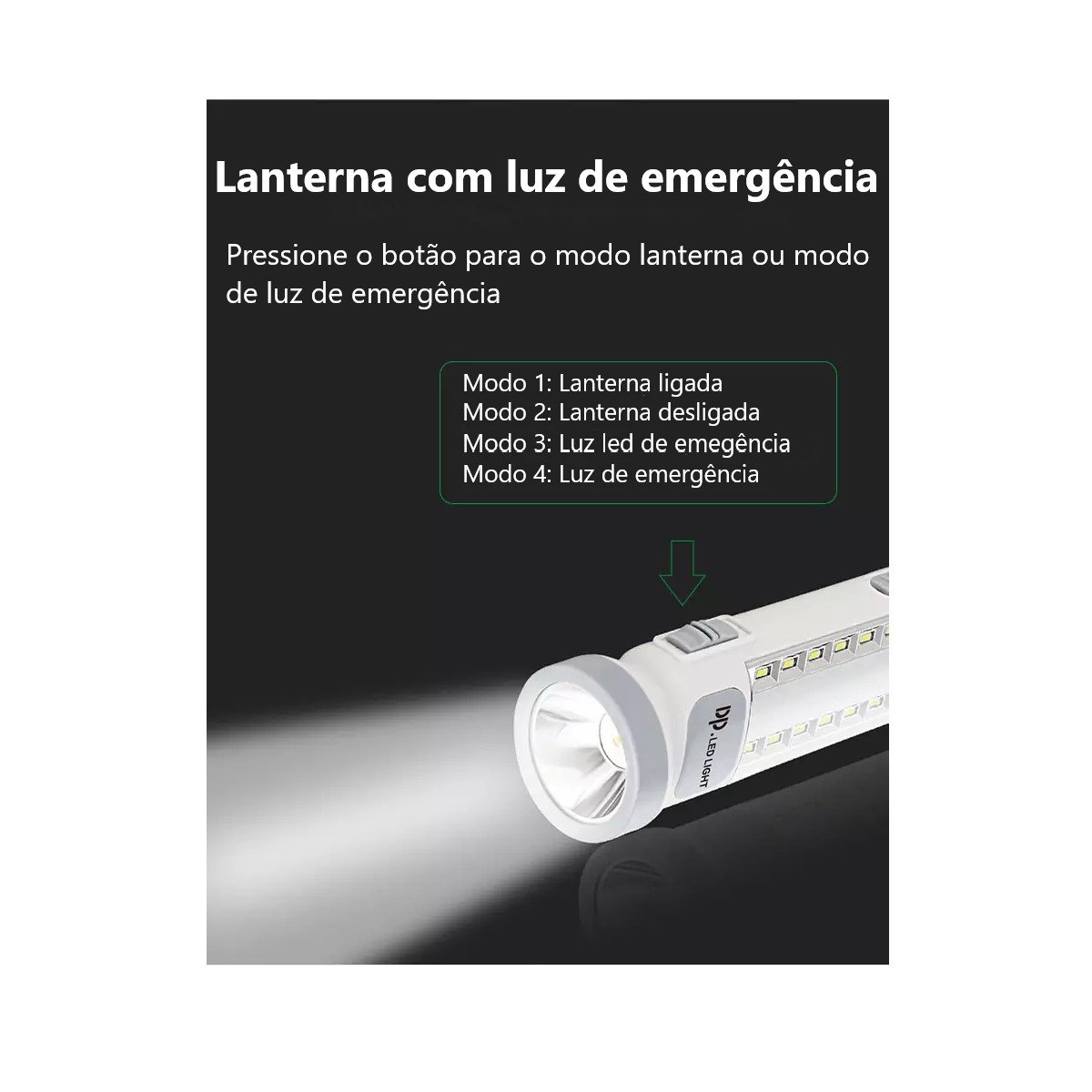 Lanterna Led Recarregável 1300mAh Portátil Emergência Bivolt - 4