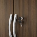 Ver imagem 4 de Armário Multiuso Alto Sapateira 2 Portas Com Chave 4 Prateleiras Sala de Estar Marrom Escuro