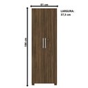 Ver imagem 2 de Armário Multiuso Alto Sapateira 2 Portas Com Chave 4 Prateleiras Sala de Estar Marrom Escuro