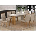 Ver imagem 2 de Mesa de Jantar Júlia 180x90cm Cinamomo Off White com 6 Cadeiras Lara Veludo Bege - Valdemóveis
