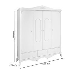 Guarda-roupa 4 Portas Provençal Realeza Branco Acetinado Canaã - 3