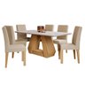 Mesa de Jantar Tampo de Vidro Off White Agata 1,80 e 6 Cadeiras Maia Nature/gengibre - 1
