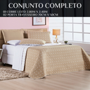 Ver imagem 6 de Conjunto Cama King Size Colcha Romance 200 Fios Super Elegante Petit Poá:caqui