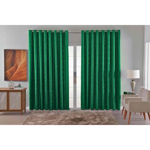 Cortina Jacquard Luxo em Tecido Semi Blackout Sala 4,00x2,80:verde Bandeira