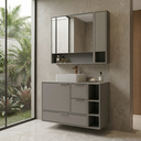 Ver imagem 1 de Conjunto Gabinete para Banheiro Modulado 100cm x 124cm Prime Yescasa Cinza/Cimento