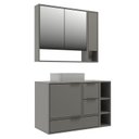 Ver imagem 2 de Conjunto Gabinete para Banheiro Modulado 100cm x 124cm Prime Yescasa Cinza/Cimento