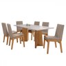 Mesa de Jantar 6 Lugares Celina Atla com Vidro Amêndoa Clean/off White/linho Marrom - Móveis Lopas - 2